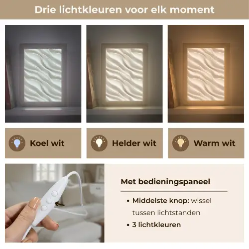 Diagonaal - Golven - Crème Light Box met kabel (Tafellamp) klein 925 -USP_lichtkleurNL
