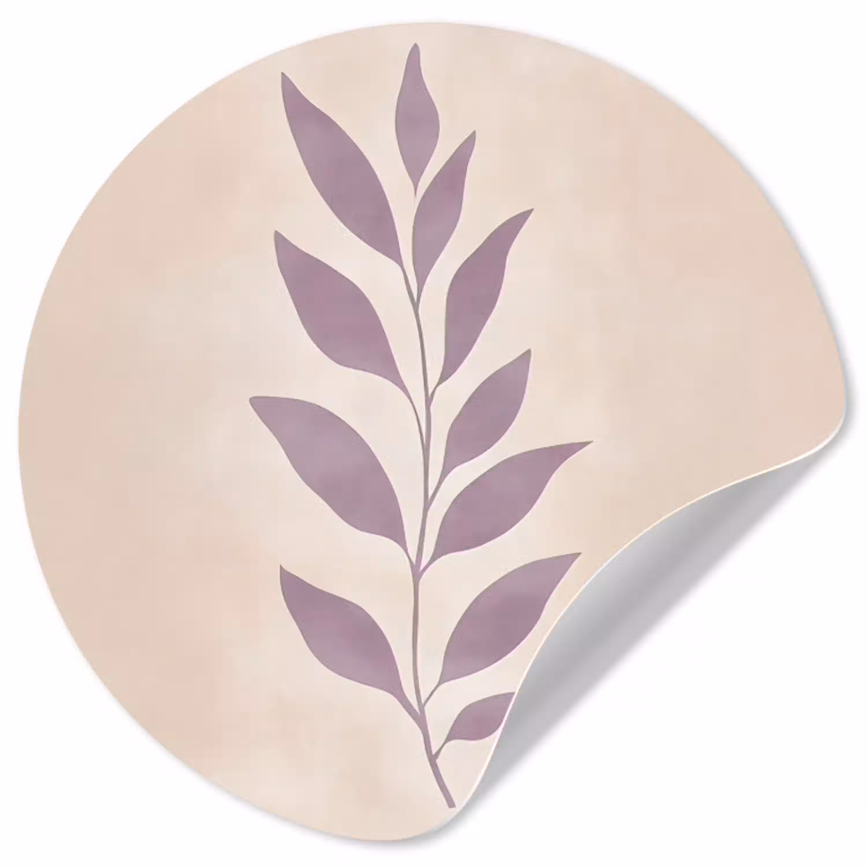Tak - Bladeren - Minimalistisch - Beige Wandcirkel behangsticker klein -3d