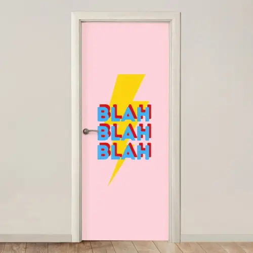 Blah - Bliksem - Roze deurposter klein -3d_beige