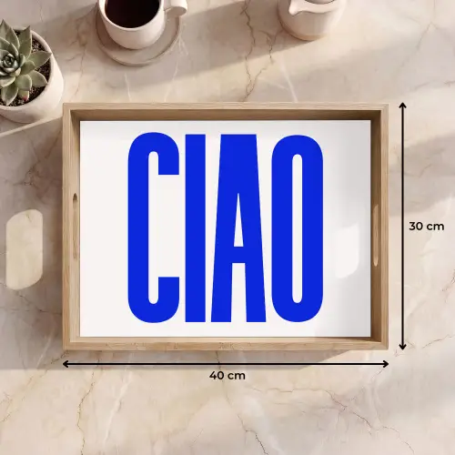 Ciao - Hoofdletters - Blauw - Minimalistisch Dienblad Rechthoek middel -USP_Formaat