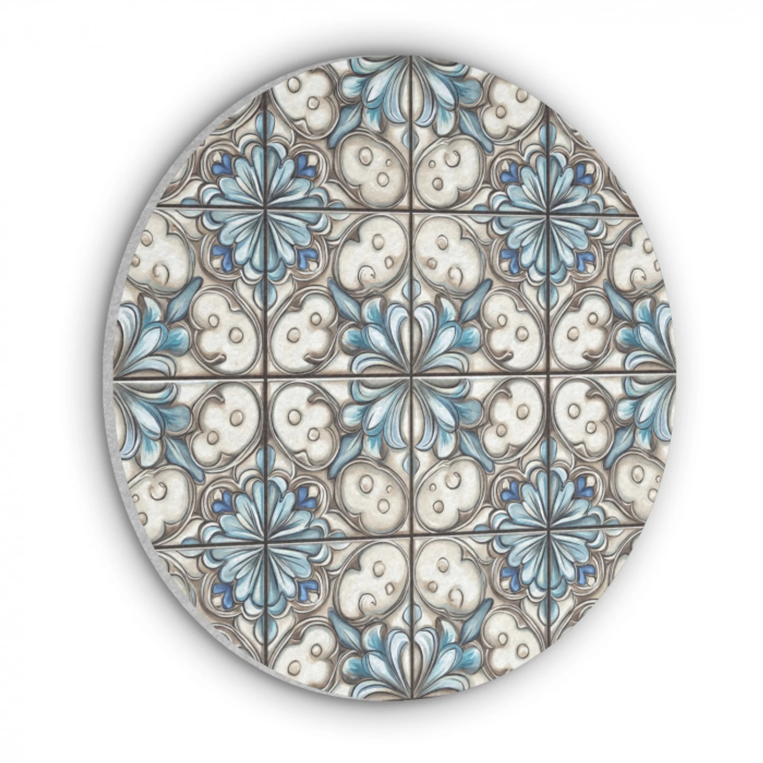 Barok - Tegel - Kleurrijk Akoestische PET Vilt - Rond klein 838 -3d