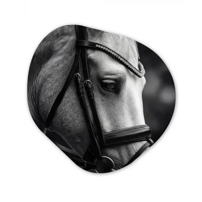 Paard - Schimmel - Portret Wandcirkel Organisch Forex 3mm klein -3d