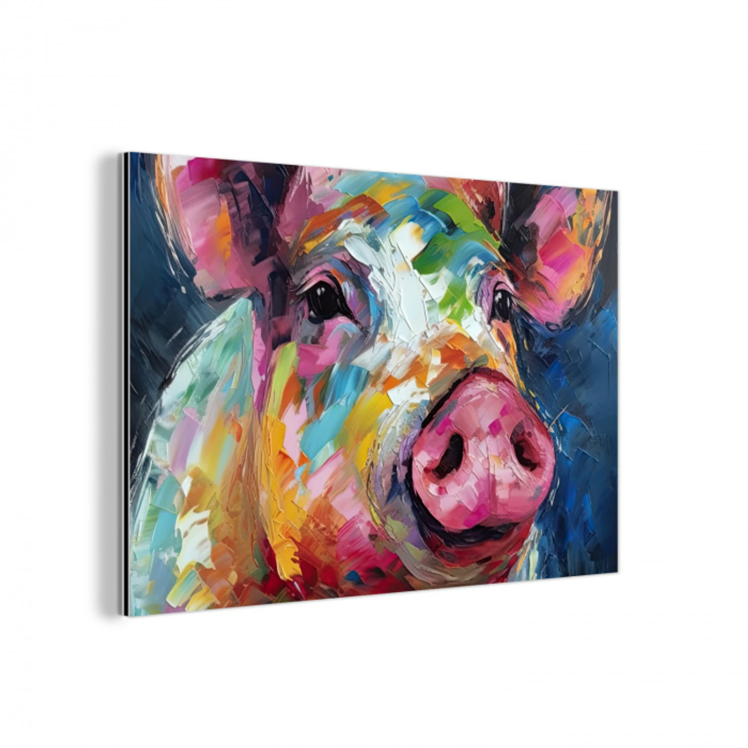 Varken - Olieverf - Dieren - Kunst aluminium wit klein -3d