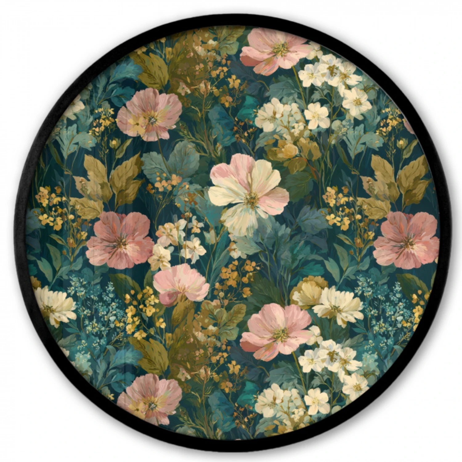 Wilde bloemen - Botanisch - Patroon - Roze - Romantisch Fotolijst rond zonder passe partout klein 856 -3d
