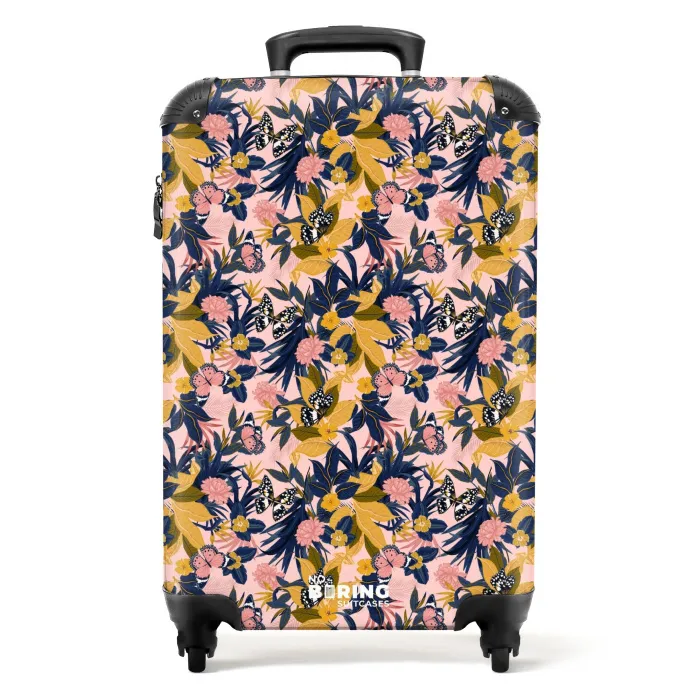 Tropisch vlinder patroon blauw geel NBS - Handbagage koffer - Kinderen Unisex middel -productfoto_recht