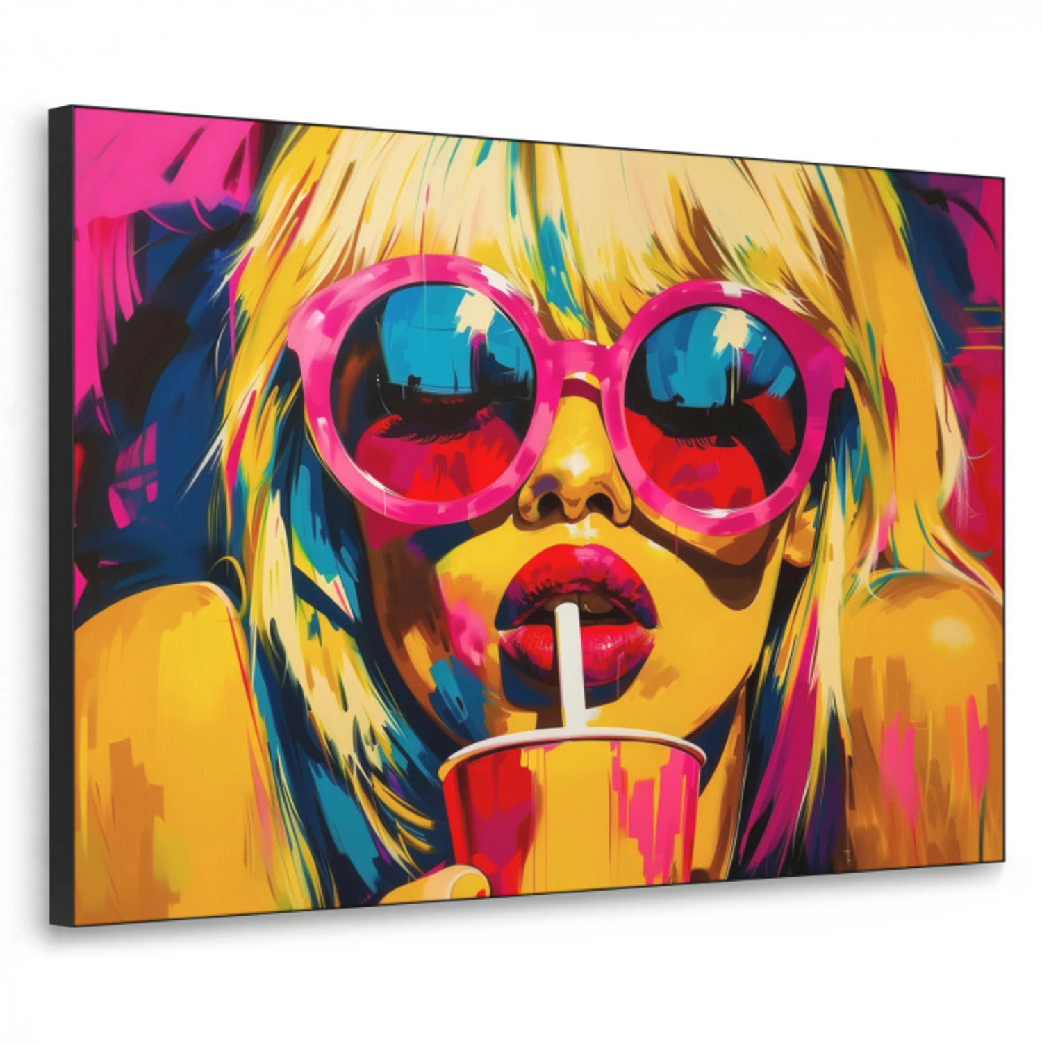 Zonnebril - Roze - Vrouw - Rietje Textielframe - compleet frame klein -3d