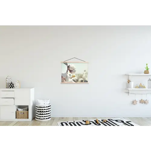 Katoenplanten in de natuur textielposter latten blank klein -kinderkamer