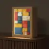Mondriaan stijl - Kunst - Kleurrijk - Modern Light Box met kabel (Tafellamp) klein -z3d_website