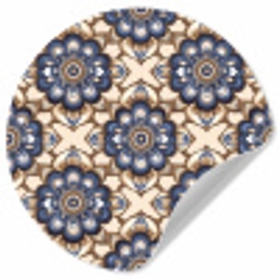 Floraal - Ornament - Blauw Wandcirkel behangsticker klein 186 -3d