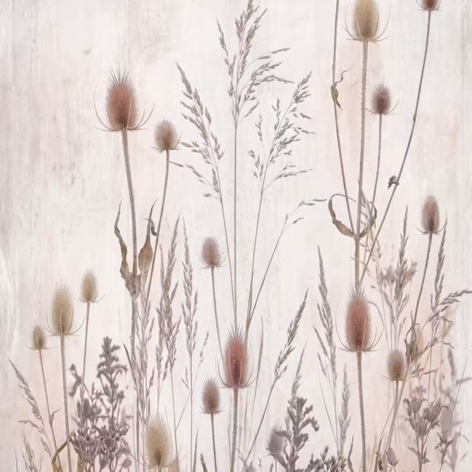 Behang - Weidebloemen - Design - Sepia