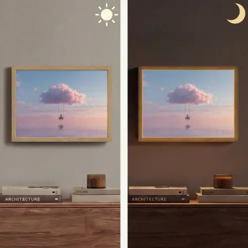 Wolk - Schommel - Kleurrijke lucht Light Box met batterij (Wandlamp) middel -sfeer3