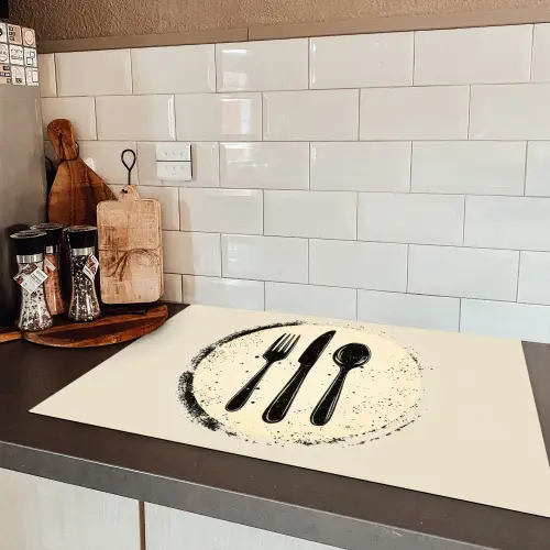 Zwart - Bestek - Rondje Inductie beschermer vinyl 3mm klein -sfeer3