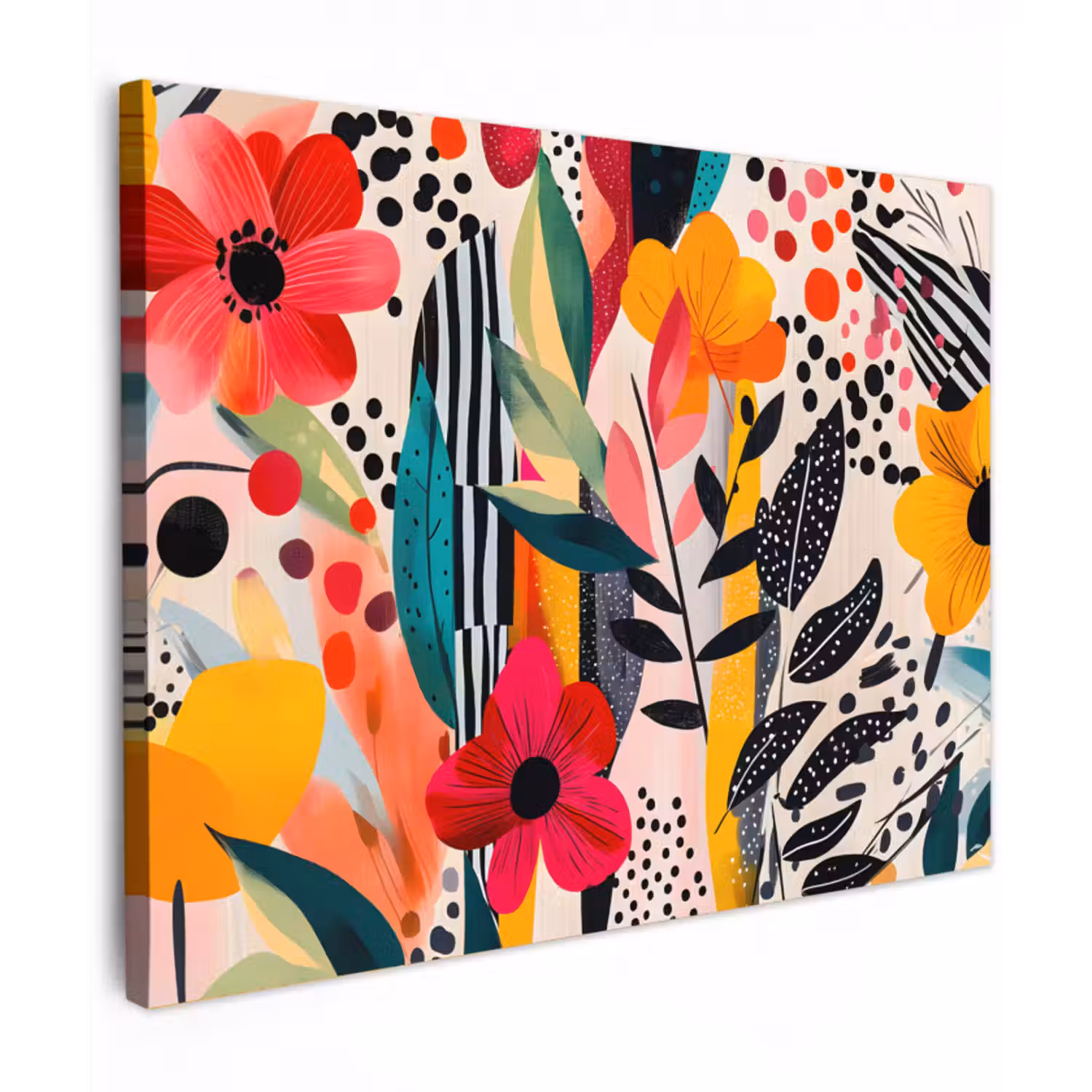 Leinwandbild - Blumen - Blätter - Abstrakt - Farbenfroh