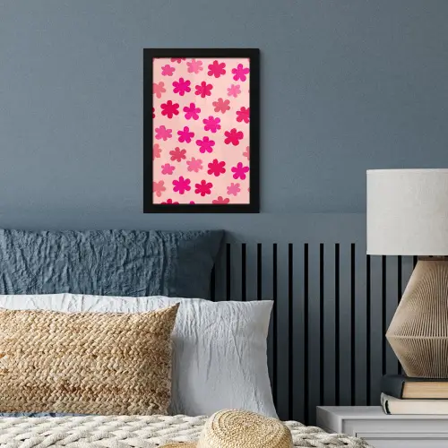 Bloemen - Patroon - Roze fotolijst zwart zonder passe partout klein -sfeer3