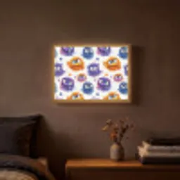 Monstertjes - Aquarel - Kleurrijk Light Box met batterij (Wandlamp) middel 907 -sfeer4