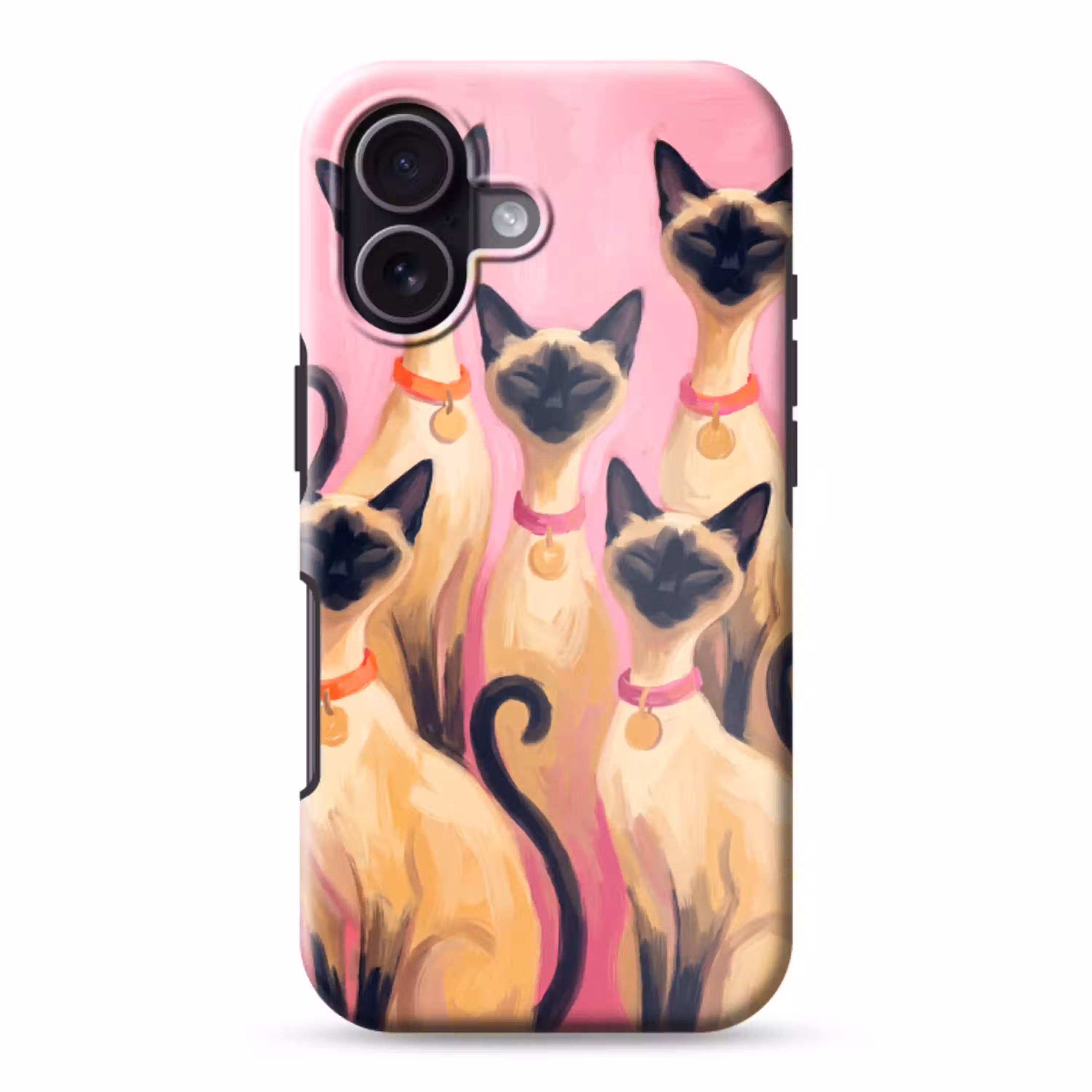 Kat - Groep - Dieren - Modern - Roze Toughcase MagSafe Apple iPhone 17 klein -3d
