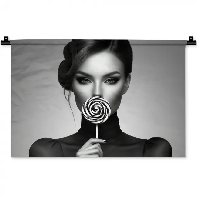Wandkleed - Vrouw - Lolly - Zwart