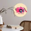 Camera - Memories - Roze - Geschilderd Wandcirkel behangsticker klein -sfeer3