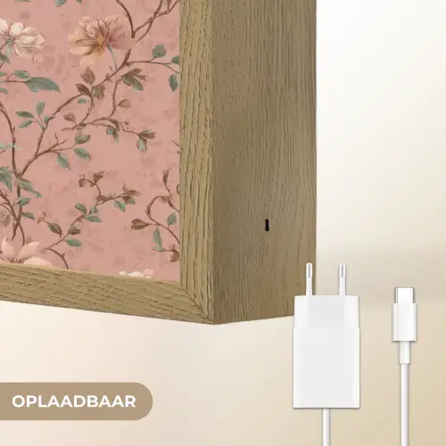 Botanisch - Bloemen - Roze Light Box met batterij (Wandlamp) middel 907 -USP_websiteoplaadbaarNL