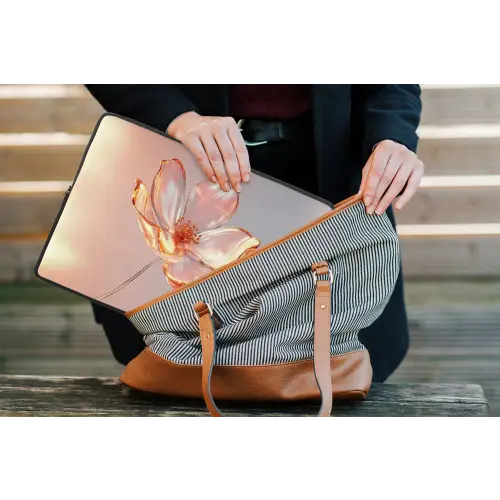 Glazen - Bloem - Roze laptophoes neopreen klein -tas