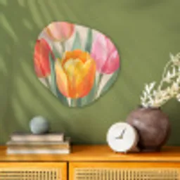 Tulpen - Abstract - Kleurrijk Wandcirkel Organisch Forex 3mm klein -sfeer2