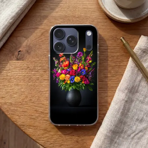 Felgekleurd - Bloemen - Vaas Telefoonhoesje iPhone 17 Pro klein -sfeer1