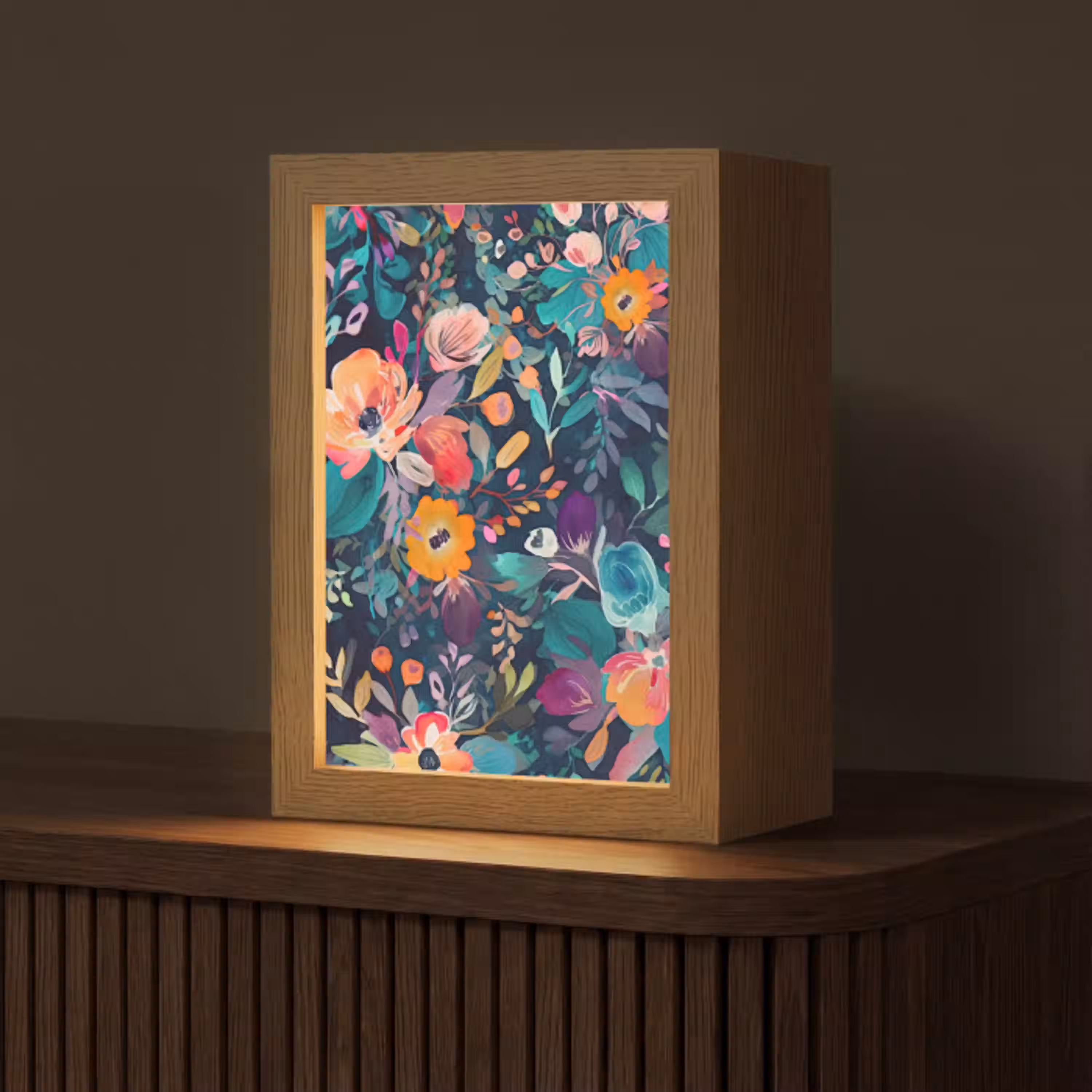 Kleurrijk - Bloemen - Kunst - Natuur - Hippie Light Box met kabel (Tafellamp) klein -z3d_website
