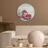 Auto - Rood - Cadeaus - Winter - Sneeuw - Kerst Akoestische PET Vilt - Rond klein -sfeer1