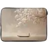 Bloesems - Wit - Boot - Minimalistisch laptophoes neopreen klein -zkaufland3dotto