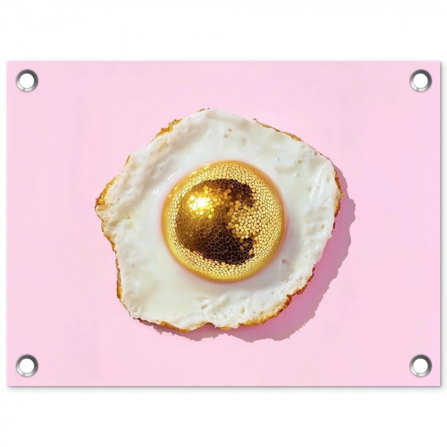 Ei - Disco - Ontbijt - Glitter tuinposter los doek klein -3d