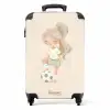Meisje met een voetbal in beige kleuren NBS - Handbagage koffer - Kinderen Unisex middel -productfoto_recht