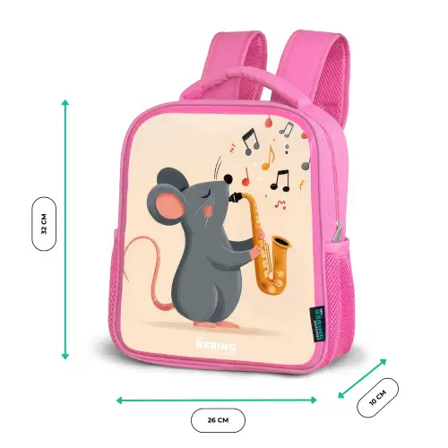 Muis - Saxofoon - Muziek Kinderrugzak - Roze middel -productfoto_formaten
