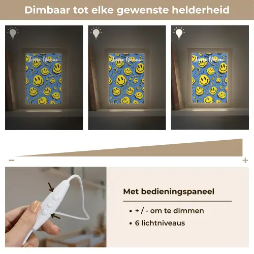 Smileys - Geel - Blauw Light Box met kabel (Kinderlampje) klein -USP_dimbaarNL