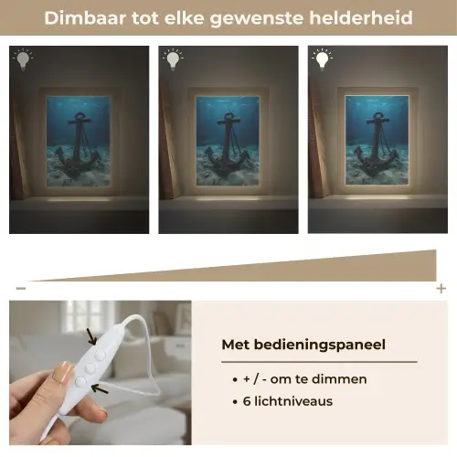 Anker - Ijzer - Zeebodem - Zand Light Box met kabel (Tafellamp) klein -USP_dimbaarNL