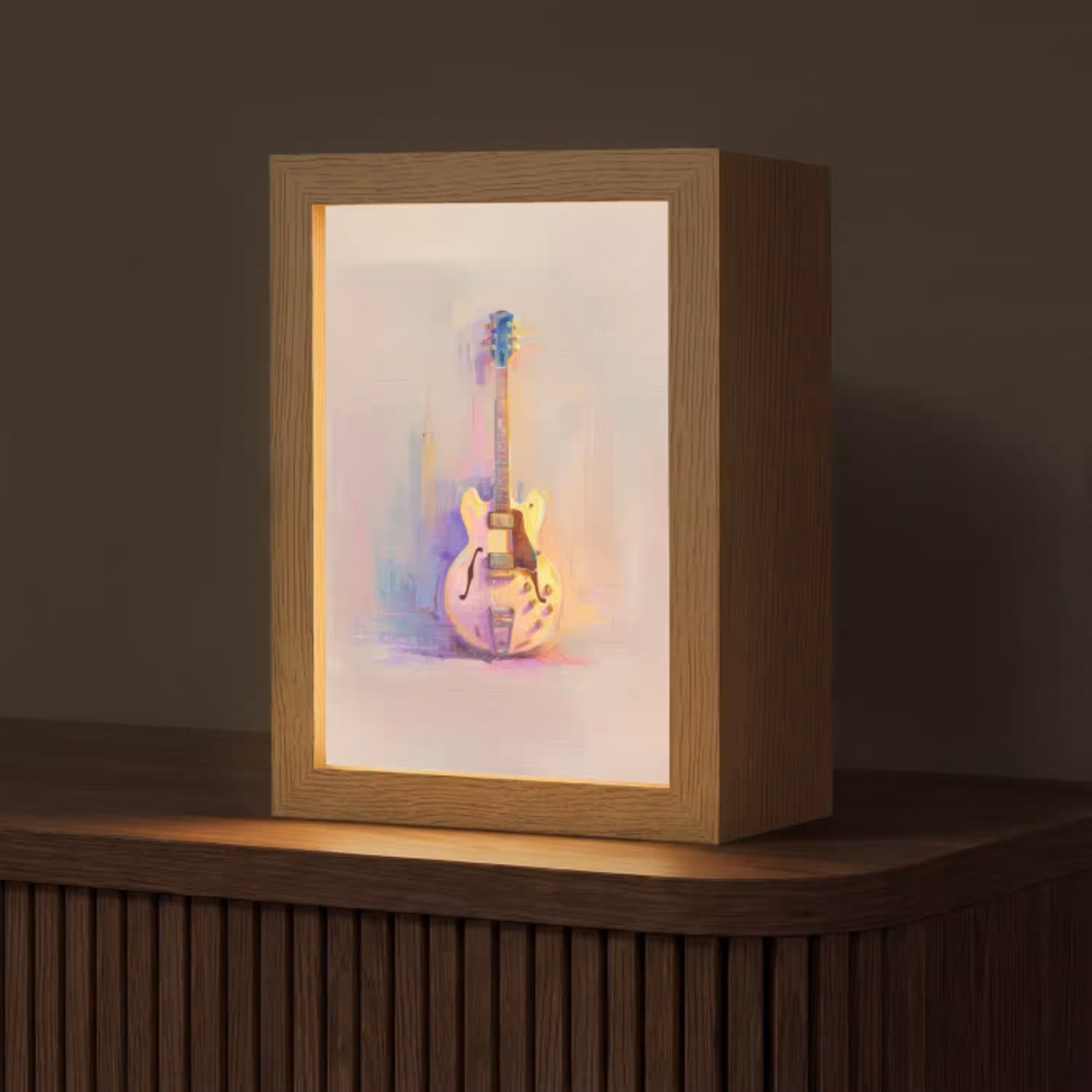 Gitaar - Pastel - Schilderachtig Light Box met kabel (Tafellamp) klein -z3d_website