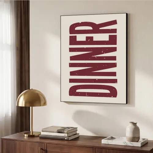 Eten - Decoratie - Rood - Vintage Textielframe zwart klein -sfeer3