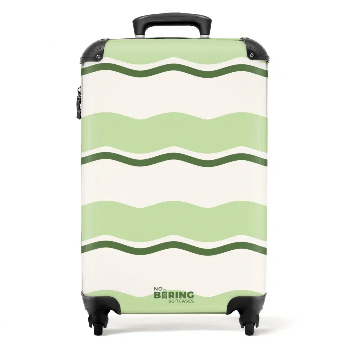 Golvende strepen in groene tinten NBS - Handbagage koffer - Kinderen Unisex middel -productfoto_recht