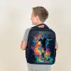 Neon - Voetballer - Kleurrijk Rugzak - Zwart middel -sfeer2