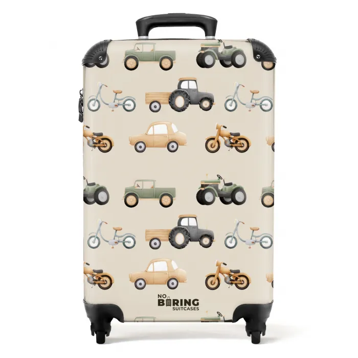 Retro voertuigen patroon NBS - Handbagage koffer - Kinderen Unisex middel -productfoto_recht
