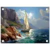 Zeilschip - Zee - Rotsen - Wolken tuinposter los doek klein -3d