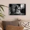 Golden Retriever - Hond - Vrolijk -  Bord spaghetti - Zwart - wit canvas 2cm klein -sfeer1
