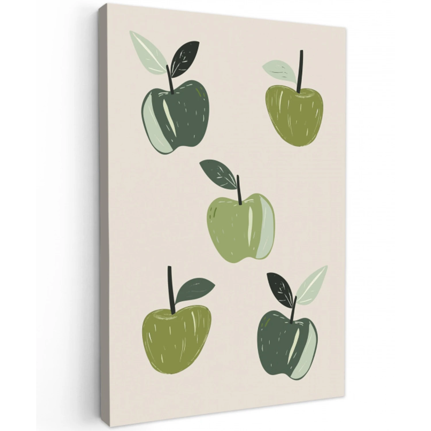 Appels - Groen - Illustratie - Bladeren Tuinposter op houten frame 2 cm dik klein -3d