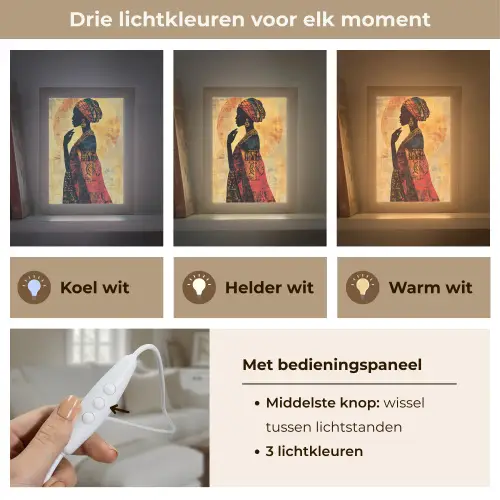 Vrouw - Silhouet - Patronen - Sierlijk Light Box met kabel (Tafellamp) klein -USP_lichtkleurNL