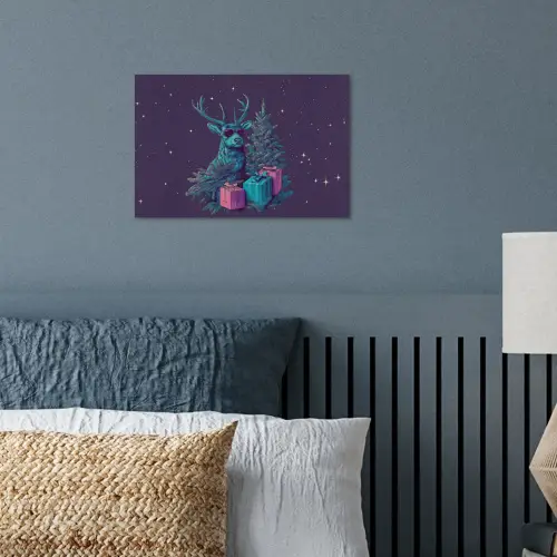 Rendier - Zonnebril - Neon - Kerstboom poster papier klein -sfeer2