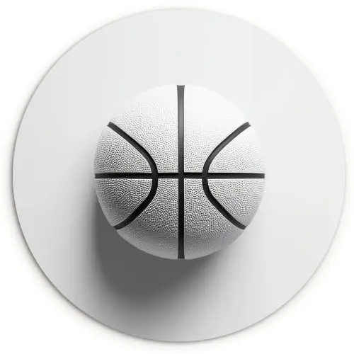 Basketbal - Wit - Schaduw - Lijnen Wandcirkel kunststof plaat 5mm dik klein -3d