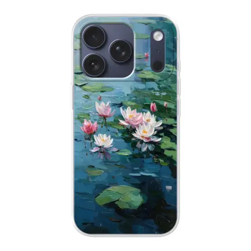 Waterlelies - Bloemen - Roze - Water Telefoonhoesje iPhone 17 Pro klein -3d