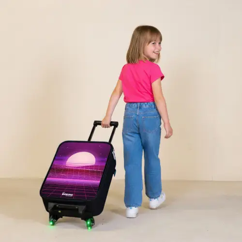 Rasterlandschap met zon Kinderkoffer - Zwart klein -sfeer1