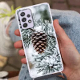 Dennenappel - Tak - Sneeuw - Winter - Sfeervol Hoesje Samsung Galaxy A52 5G met koord klein -sfeer3