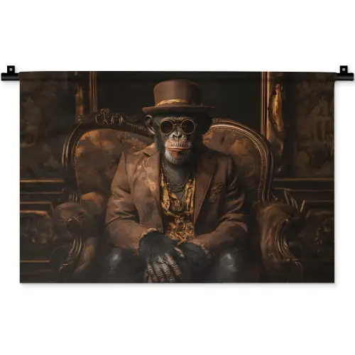 Chimpansee - Stoel - Pak - Bruin Wandkleed katoen klein -zz3d