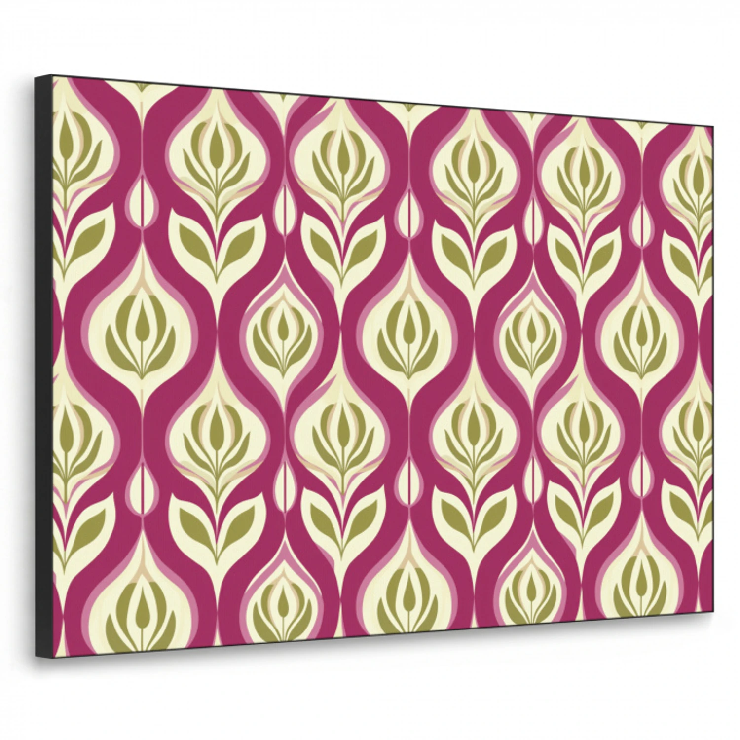 Retro - Floraal - Paars Textielframe zwart klein 947 -3d